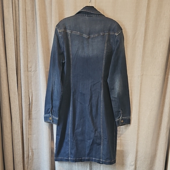 New York & Company Blue Denim Snap Long Sleeve Dress - Picture 11 of 16
